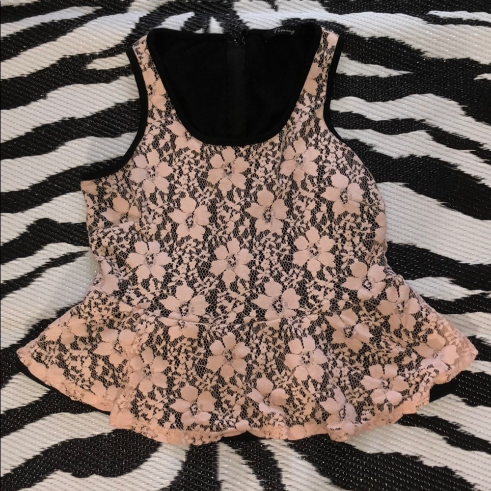 Lace light pink peplum blouse